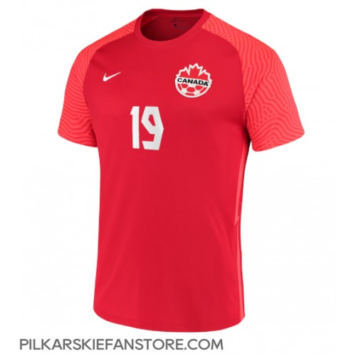 Tanie Strój piłkarski Kanada Alphonso Davies #19 Koszulka Podstawowej MŚ 2022 Krótkie Rękawy